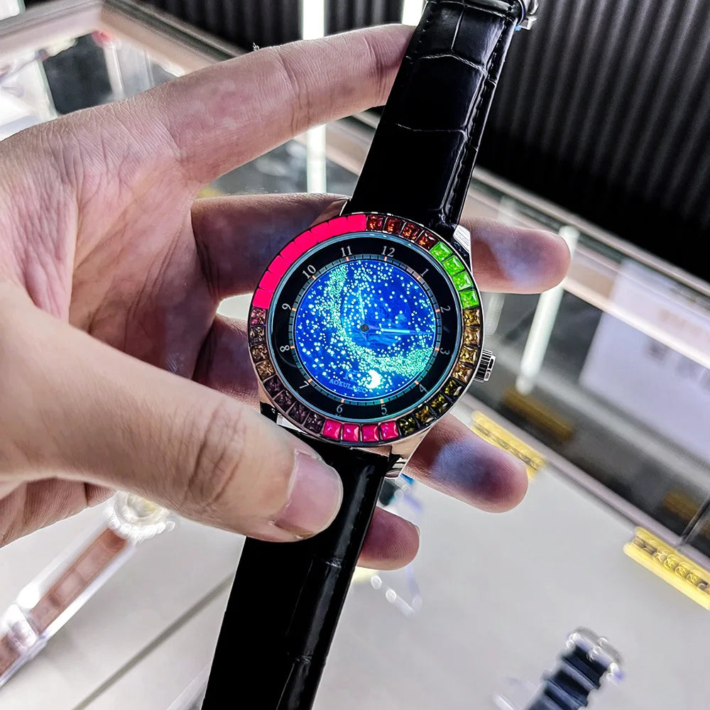Stainless Steel New Starry Sky Series Luminous Waterproof Self-Wind Automatic Mechanical Watch for Men