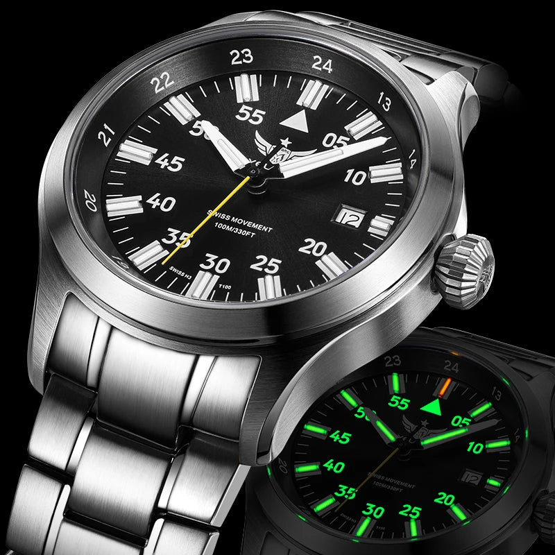 YELANG V1021S Men Quartz Watch 42mm Swiss Ronda  Movement 10-year battery life T100 Luminous 100m Waterproof Men's Diving Watch