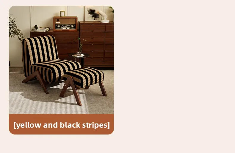 Single Sofa Chair with Antique Style, Lazy Living Room, Balcony, Leisure Chair, Zebra Chair, Solid Wood Designer Single Chairs