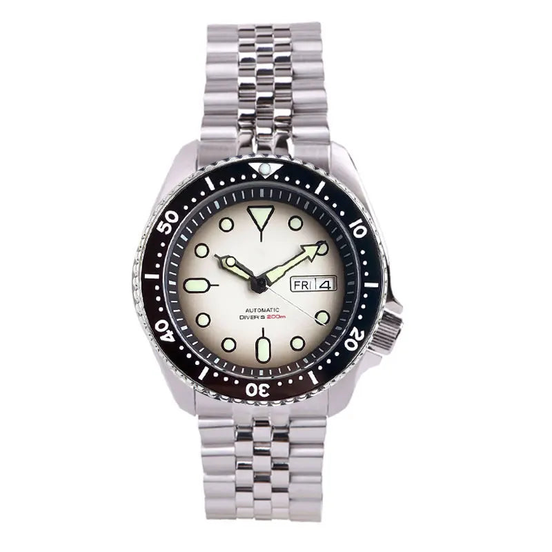 Diving Tandorio NH36 Week Date Steel Mechanical Watch Men 120clicks Bezel Chapter Ring 3.8 Crown 20ATM Waterproof SKX Mod Clock