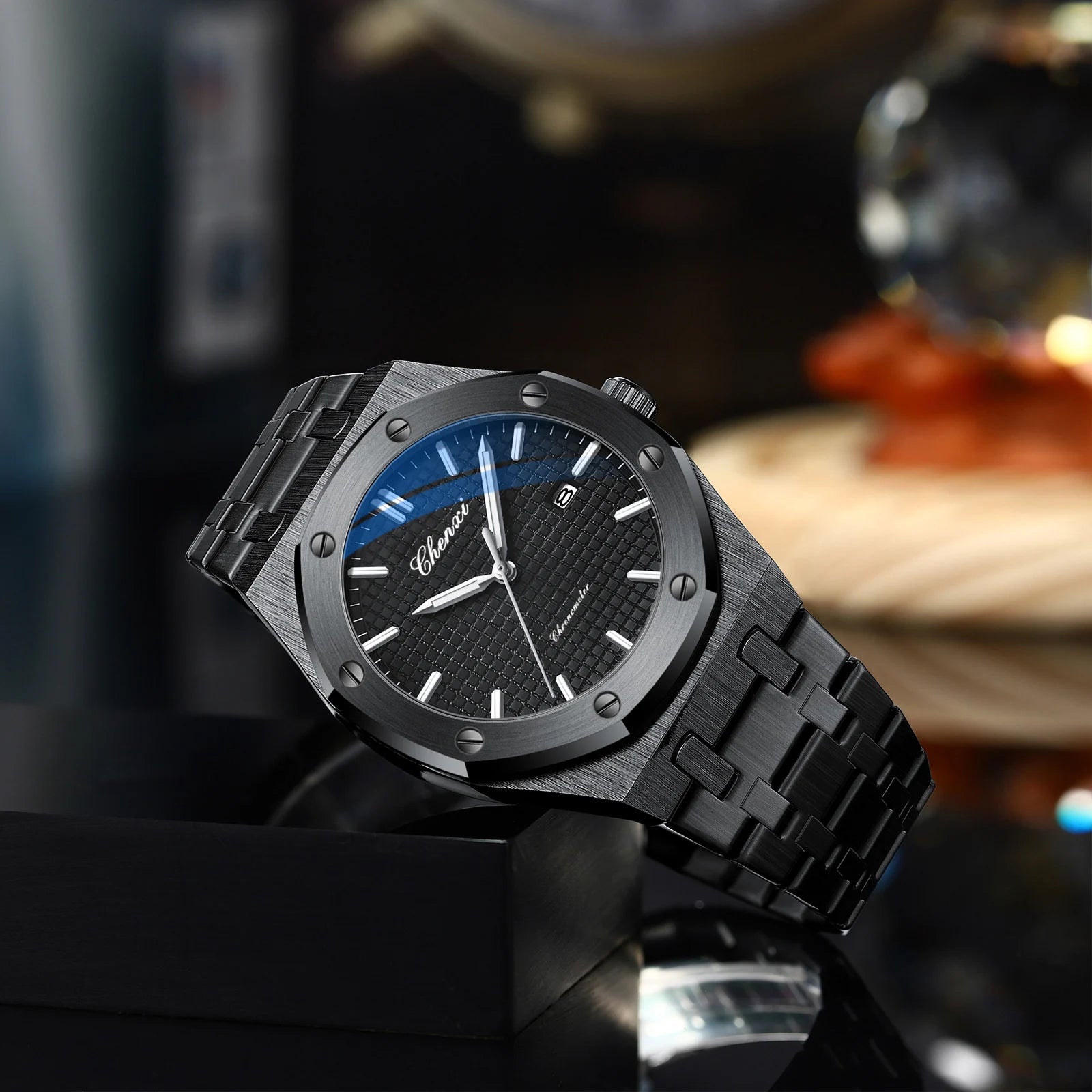 CHENXI NEW Men's Watches Fashion Casual Luminous Date Quartz Watch Male Clock Gifts 42mm Dial Gold Wristwatch Waterproof