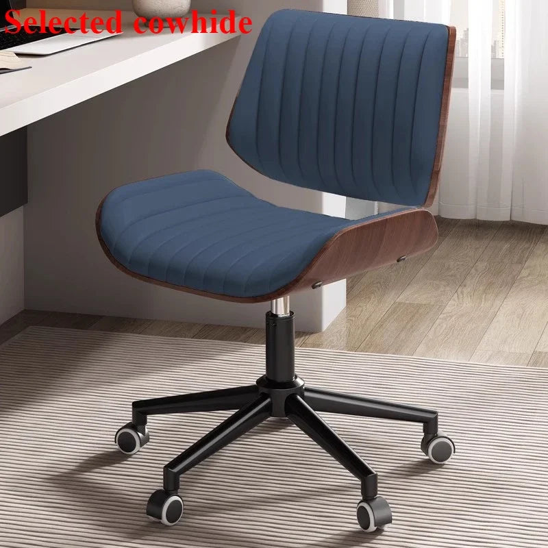 Italian Solid Wood Computer Chair, Light Luxury Office Chair, Desk Chair, Genuine Leather Material, High Quality, Designer Style