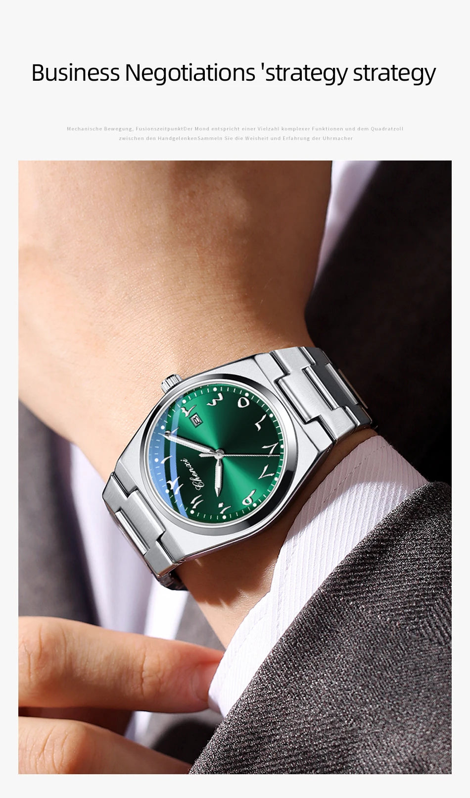 Original Men's Watches CHENXI Eastern Arabic numerals Dial Date Luminous Quartz Business Simple Watch Waterproof Stainless Steel