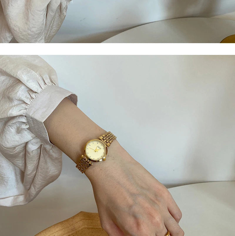 GEDI Ladies Watch New Vintage Exquisite Fashion Quartz Watches Woman Temperament Round Retro Watch Gifts Luxury