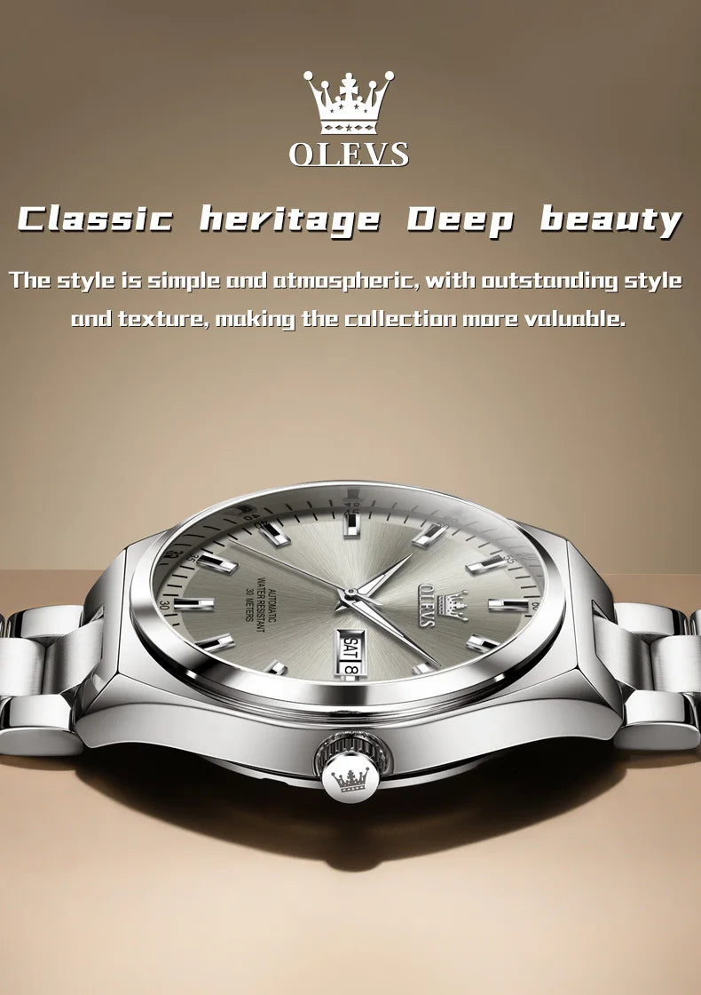 OLEVS 9907 NEW Business Watch for Men Fully Automatic Mechanical Movement Classic Date Week High-end Luxury Wrist watch for Men