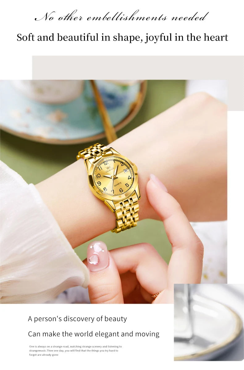 OLEVS 9970 Couple Watch For Men Women Luxury Number Dial Rhombus Mirror Quartz Hand Clock Stainless Steel Original Dress Watches