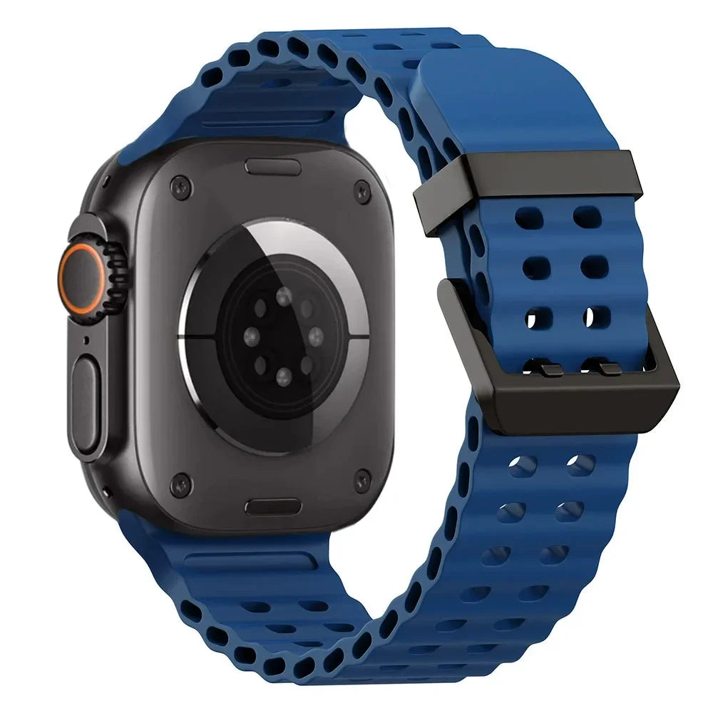 Ocean Silicone+Metal Buckle Strap for Apple Watch Band Ultra 49mm Series 11 10 46mm Band iWatch 9 8 7 45mm 6 5 4 SE 44mm Correa