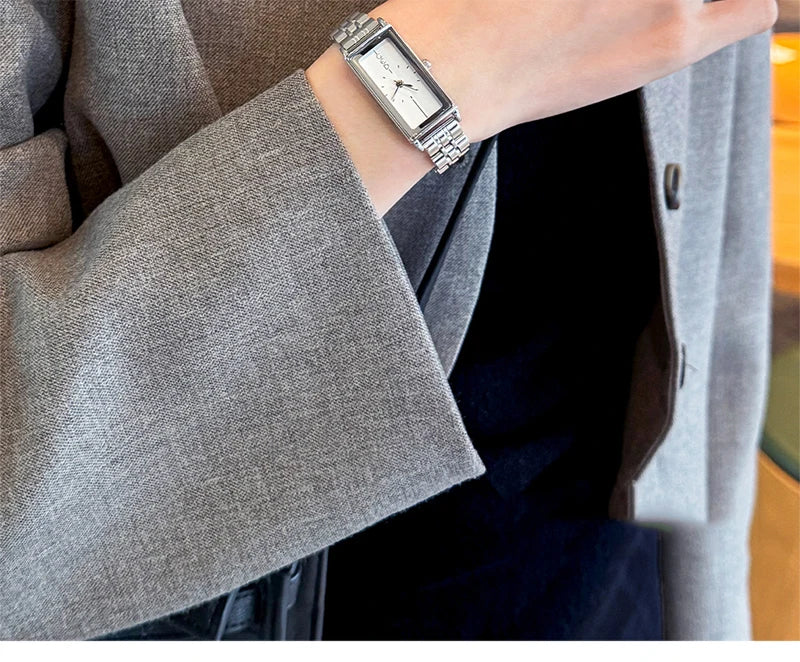 GEDI Watches for Woman Rectangular Steel Bracelet Women's Silver Watches Quartz Vintage Watch Waterproof Fashionable Wristwatch