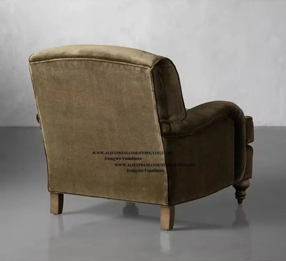 Nordic medieval style velvet fabric single seat sofa chair living room balcony study design furniture