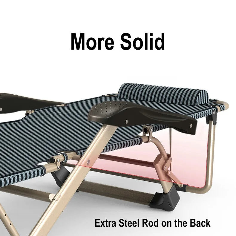 Outdoor Portable Folding Sun Lounger Recliner Chair With Soft Cushion For Garden Camping Beach Gravity Lounge Chair Steel Frame