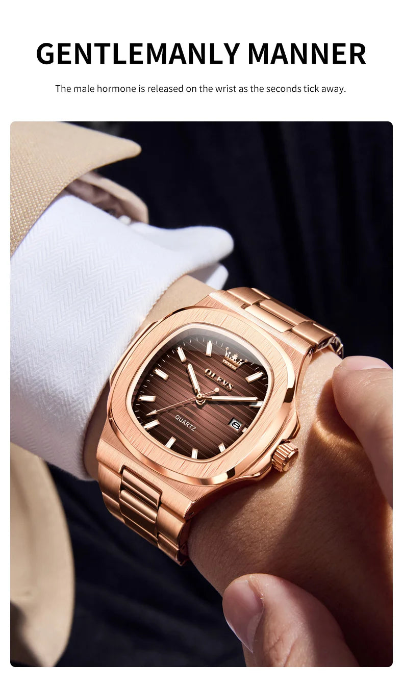 OLEVS 3696 Quartz Watch For Men Luxury Calendar Waterproof Business Men's Wristwatch Luminous Big Dial Fashion Simple Man Watch