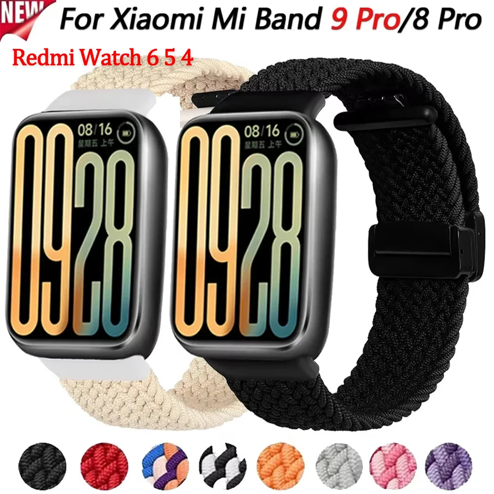 Nylon Strap for Xiaomi Mi Band 9 Pro/Mi Band 8 Pro Breathable Braided Bracelet for Redmi Watch 6/5/4 Sport Watchband Accessories