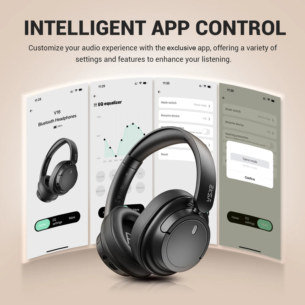 Oneodio EKSA V16 Wireless Headphones Bluetooth 5.3 Over Ear Headset With Mic Bass/Pop Mode Hi-Res HiFi Wired Headphones 90H APP