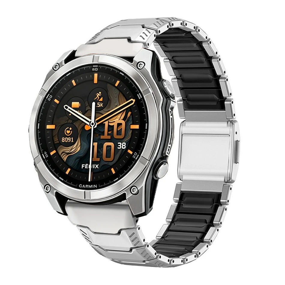 Titanium Silicone Magnetic Band for Garmin Watch Fenix 8 7X Pro 6X Enduro 3 Strap For Garmin Tactix 7Pro Instinct 2X 26mm Bands