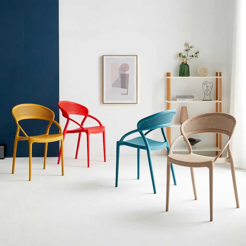 Plastic Chair Backrest, Home Thick Backrest Chair, Casual Nordic Minimalist Dining Chair, Restaurant Chair, Outdoor Armchair