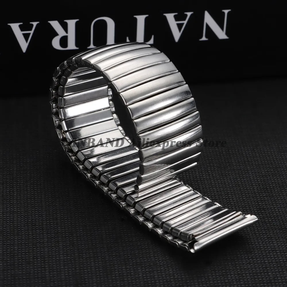 12mm 14mm 16mm 18mm 20mm 22mm Expansion Stainless Steel Watch Strap Elastic Metal Watchband Universal Men Women Watches Bracelet