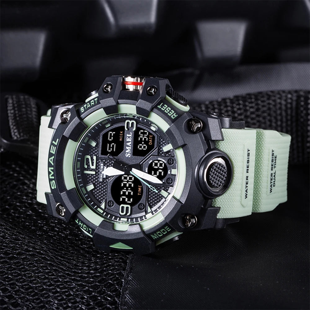 Sport Watch Military Watch For Men Alarm Clock Stopwatch LED Digital Back Light Dual Time Display 8008 Men's Watches Waterproof