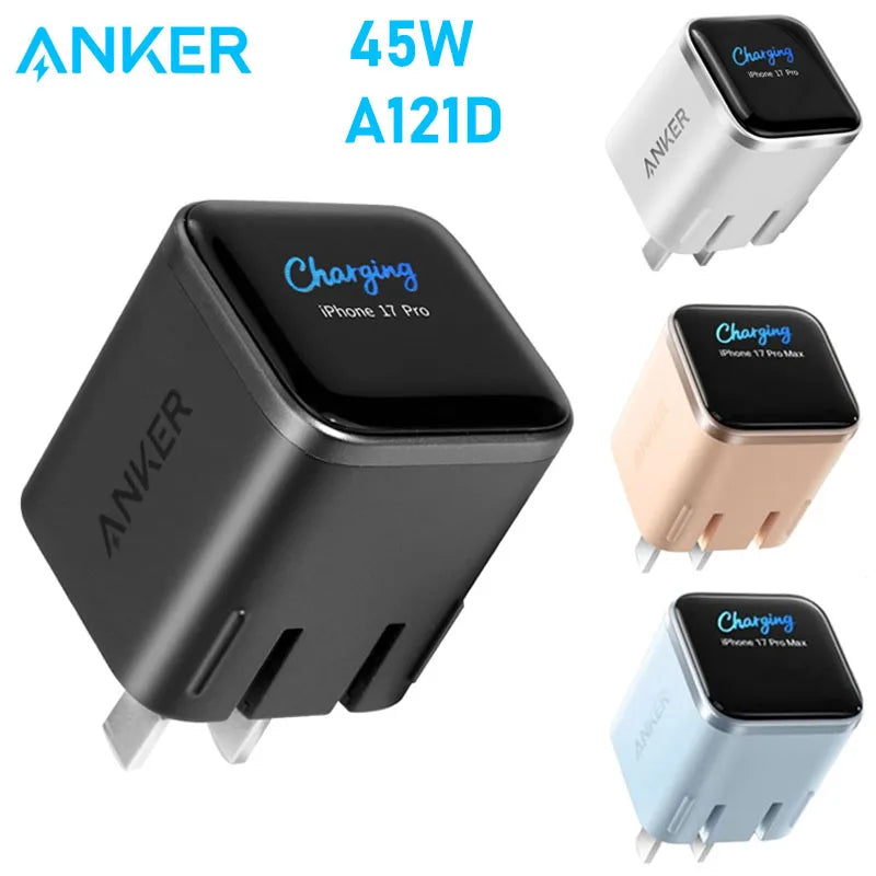 Anker 45W Nano Smart Type C Charger Fast Charging Foldable Plug Compact Screen Display for iPhone 17ProMax 16 Pro USB C Charger