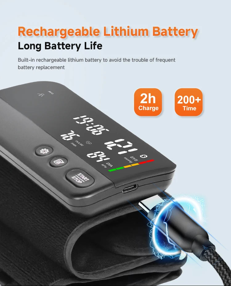 Bluetooth blood pressure meter,large screen display,2 sets of data storage,Intelligent portable upper arm blood pressure monitor