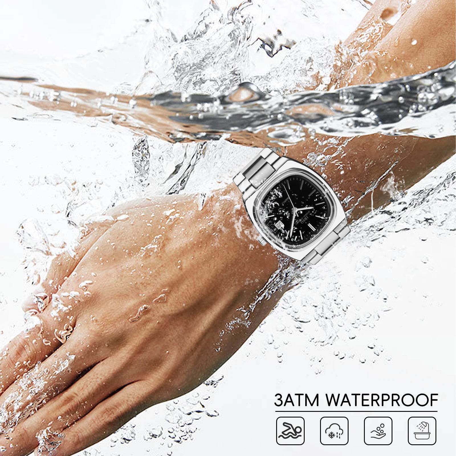 IBSO Luxury Men's Watch 3ATM Hot Selling Wholesale Price Japan Movement Calendar Function Adjustable Stainless Steel Strap