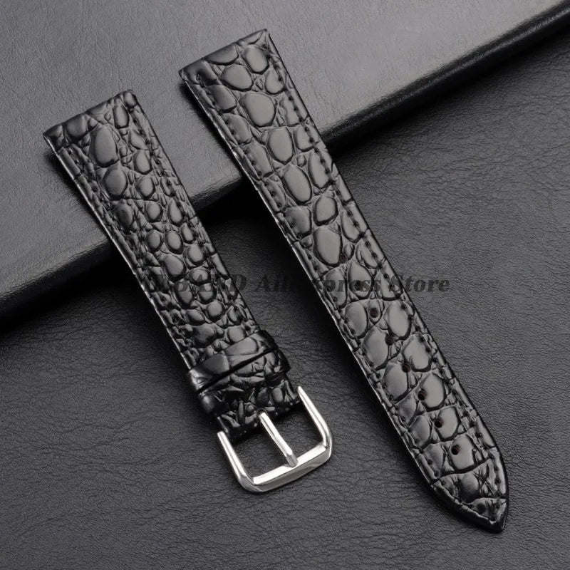 10/12/13/14/16/18/19/20/21/22mm Soft Cowhide Leather Watch Bands Crocodile Pattern Design Watch Straps Casual Business Bracelets