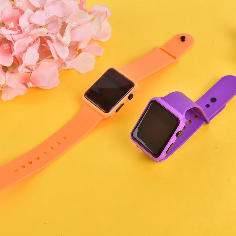 Square Silicone Digital Watch Red LED Watches Metal WristWatch Sport Clock Hours