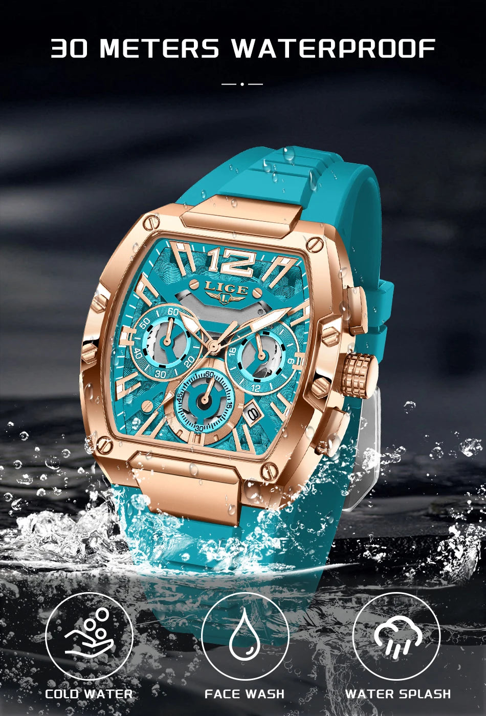 LIGE Original Brand Fashion Mens Watches Sport Military Chronograph Calendar Silicone Strap Quartz Wristwatch Relogio Masculino
