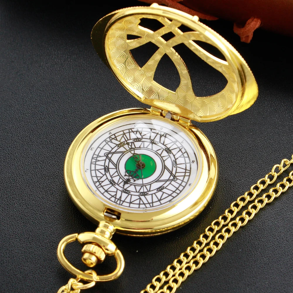 Vintage Bronze Eye Round Case Shape Quartz Pocket Watch Jewelry Pendant Necklace Chain Gifts for Men Women