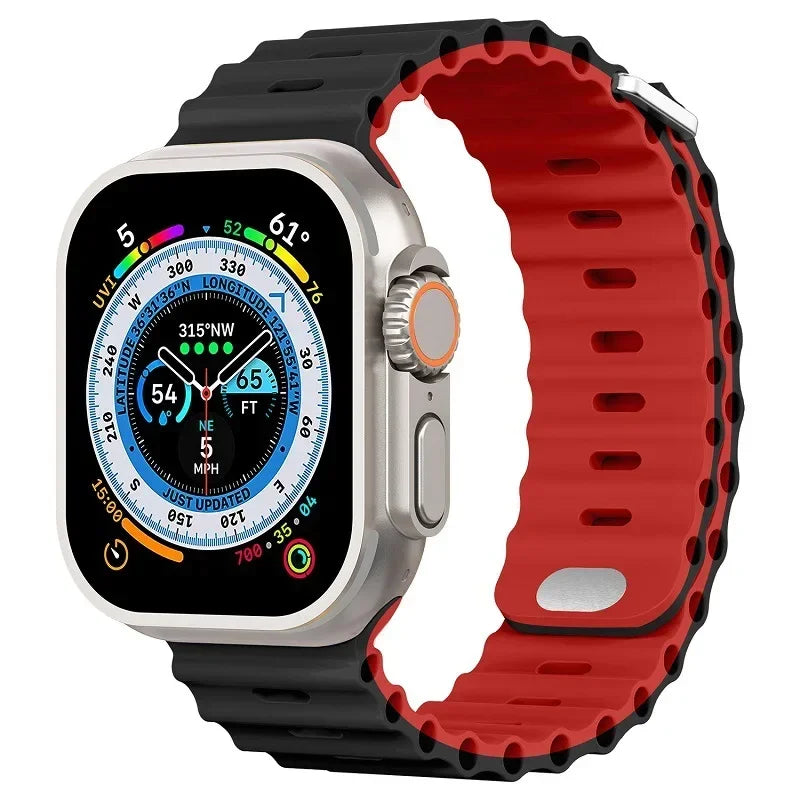 Ocean strap For Apple Watch Ultra 3 2 1 Band 49mm 11 10 9 8 7 46mm 45mm 41mm Silicone Wristband iWatch 6 5 4 SE3 44mm 40mm 42mm