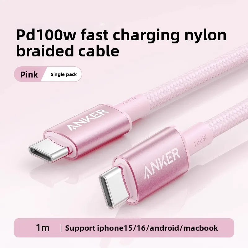Anker USB-C to USB-C Charging Cable 100W Fast Charge PD Data Cable Type C Charger Cord for Samsung Xiaomi MacBook Tablet