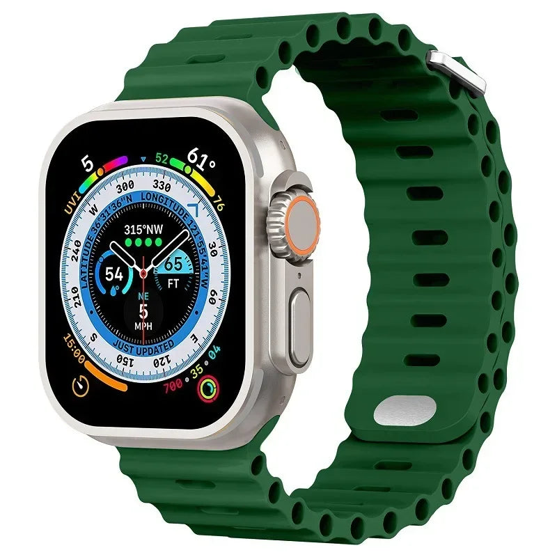 Ocean strap For Apple Watch Ultra 3 2 1 Band 49mm 11 10 9 8 7 46mm 45mm 41mm Silicone Wristband iWatch 6 5 4 SE3 44mm 40mm 42mm