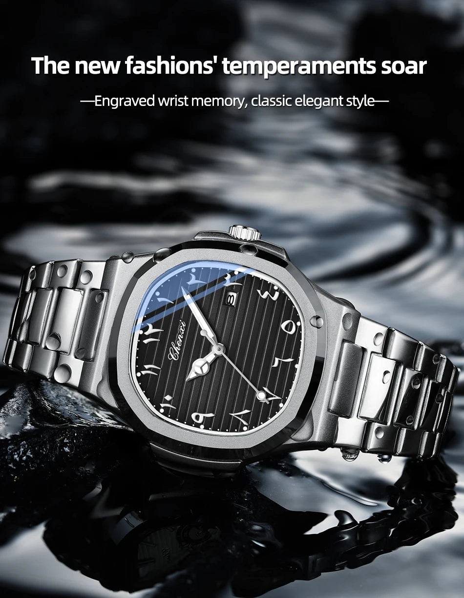 Eastern Arabic Numerals Dial Man Watch Fashion Original Date Quartz Watches For Men Classic Business Waterproof Men's Wristwatch