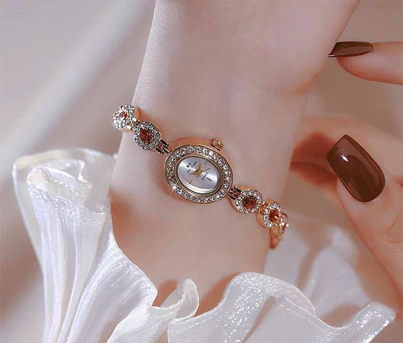 Colorful Diamond Luxury Women's Watch Elegant Bracelet Wristwatch Waterproof Quartz Hand Clock Gifts For Girlfriend