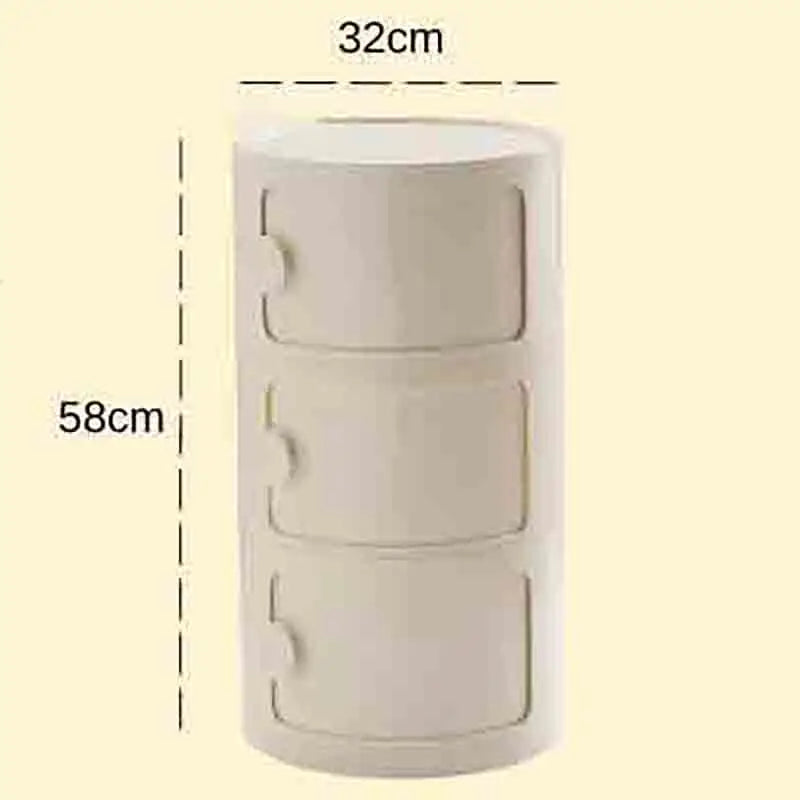 Plastic Round Bedside Nightstand with Drawers Practical Storage Box Cabinet Nightstand Chic Decor for Bedroom Living Room