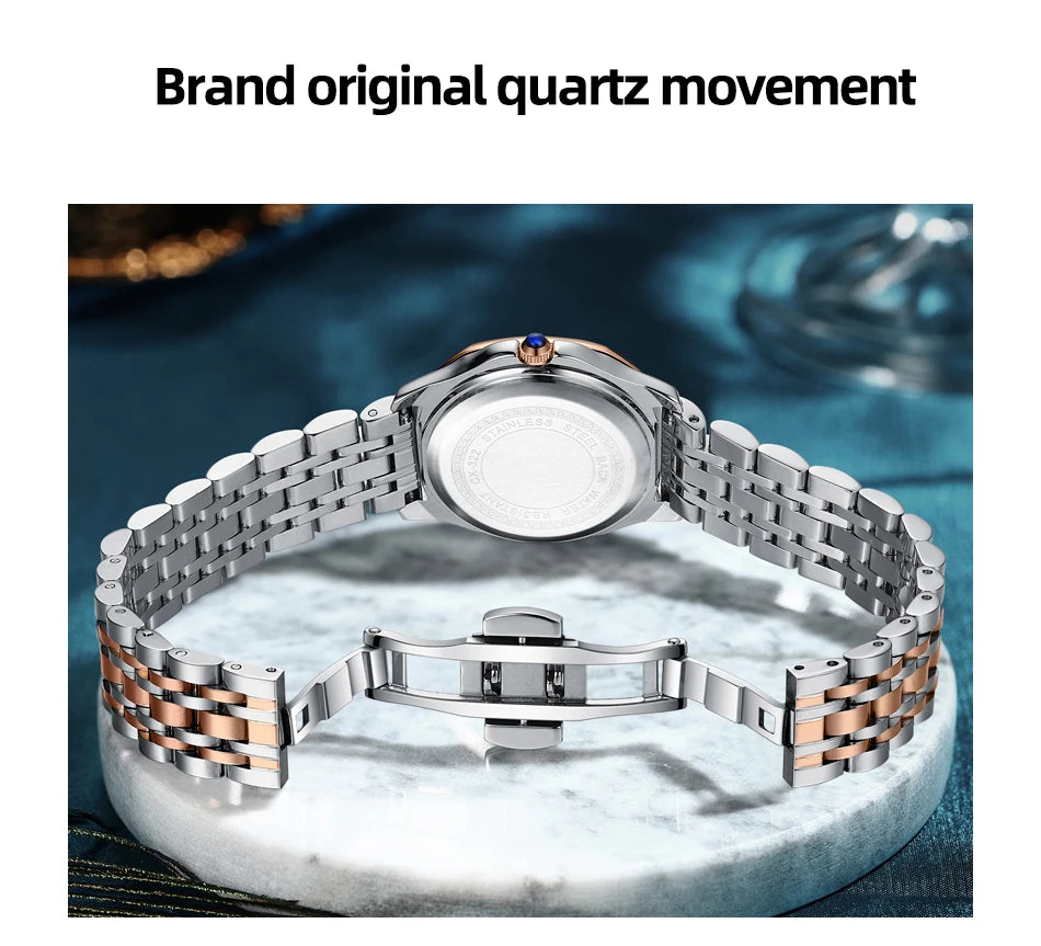 CHENXI Luxury Elegant Watches For Woman Fashion Diamond Dial Quartz Watch Ladies Rose Gold Wristwatch Waterproof Luminous