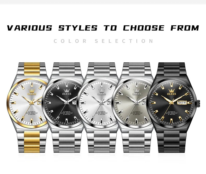 OLEVS 9907 NEW Business Watch for Men Fully Automatic Mechanical Movement Classic Date Week High-end Luxury Wrist watch for Men