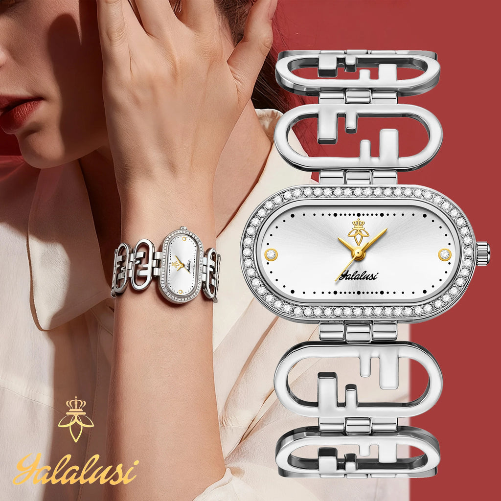 YaLaLuSi Women's Quartz Water-Resistant Bracelet Watch: A Luxurious Diamond-Set Gift reloj mujer watch for ladies