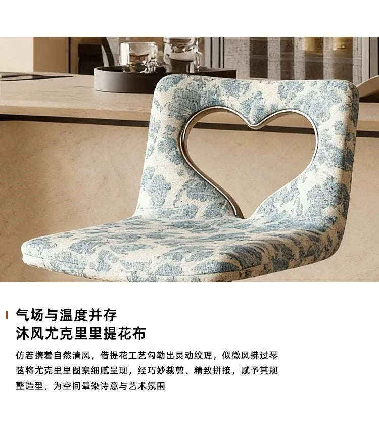 Minimalist Italian-Style Bar Stool by Xiaomujin, Suitable for Designer Villas, Living Rooms, and Dining Rooms, Dopamine Island Chair, Adjustable Height High Stool