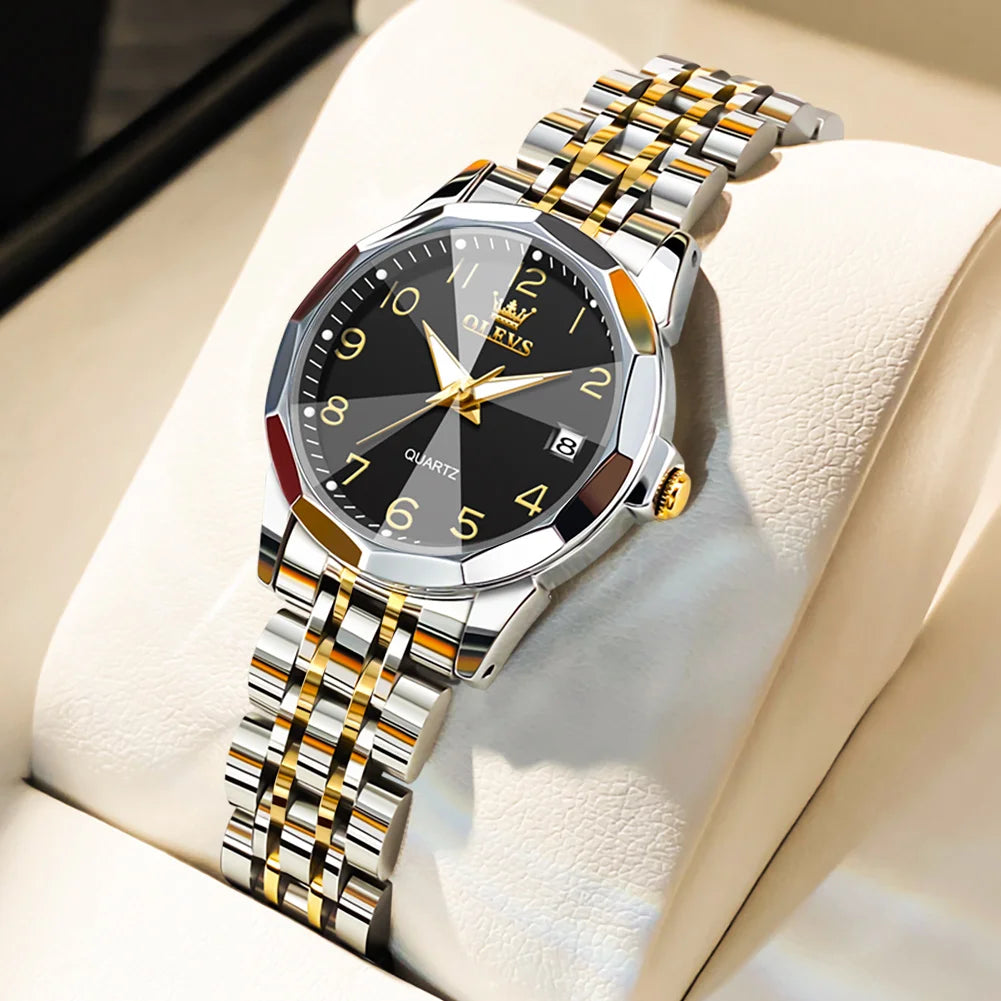 OLEVS 9931 Elegant Fashion Women's Watches Luxury Brand Original Quartz Watch forLadies Waterproof Stainless Steel Luminous Date