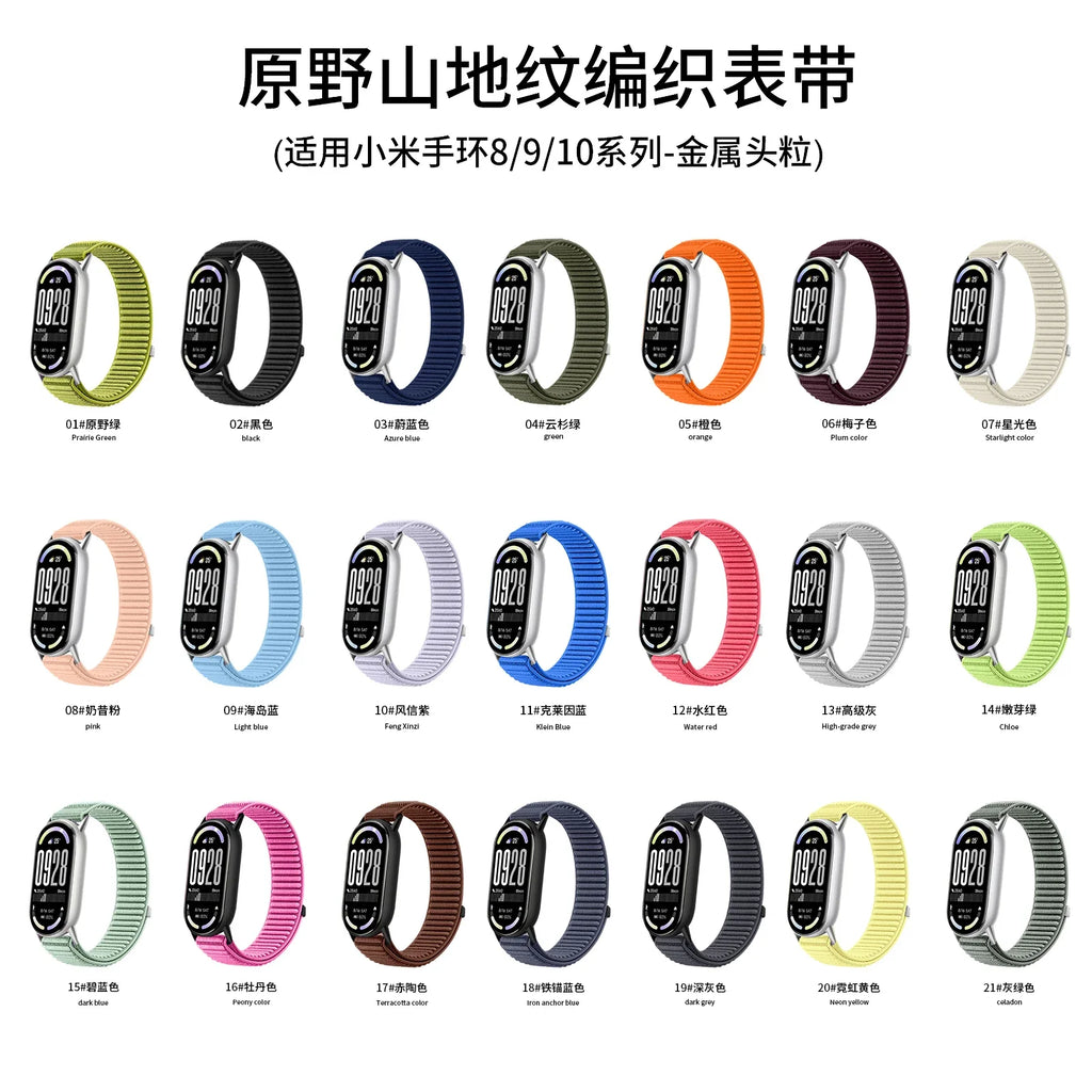 Sport Nylon Strap for Xiaomi Mi Band 10 Original Breathable Wristband for Xiaomi Mi Band 10 9 8 Smart Watch Replaceable Bracelet