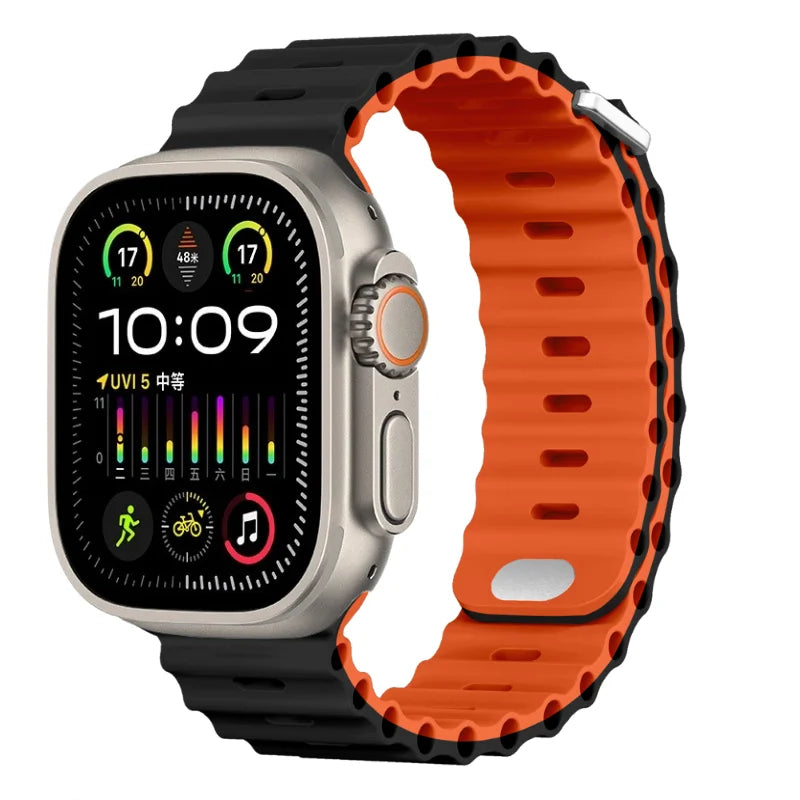 Ocean strap For Apple Watch Ultra 3 2 1 Band 49mm 11 10 9 8 7 46mm 45mm 41mm Silicone Wristband iWatch 6 5 4 SE3 44mm 40mm 42mm