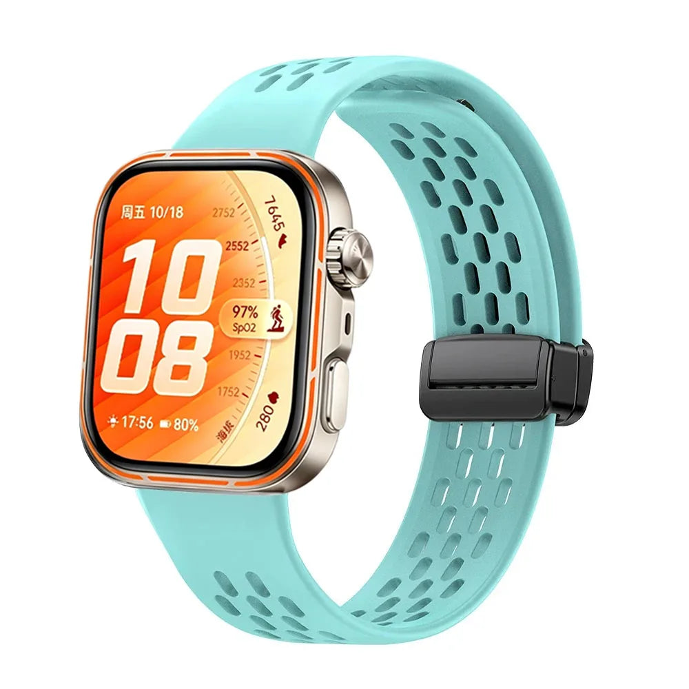 Original Silicone Strap For Huawei Watch Fit 5/4/3 Breathable Replaceable Magnetic Bracelet Band For Huawei Watch Fit 4/5 Pro