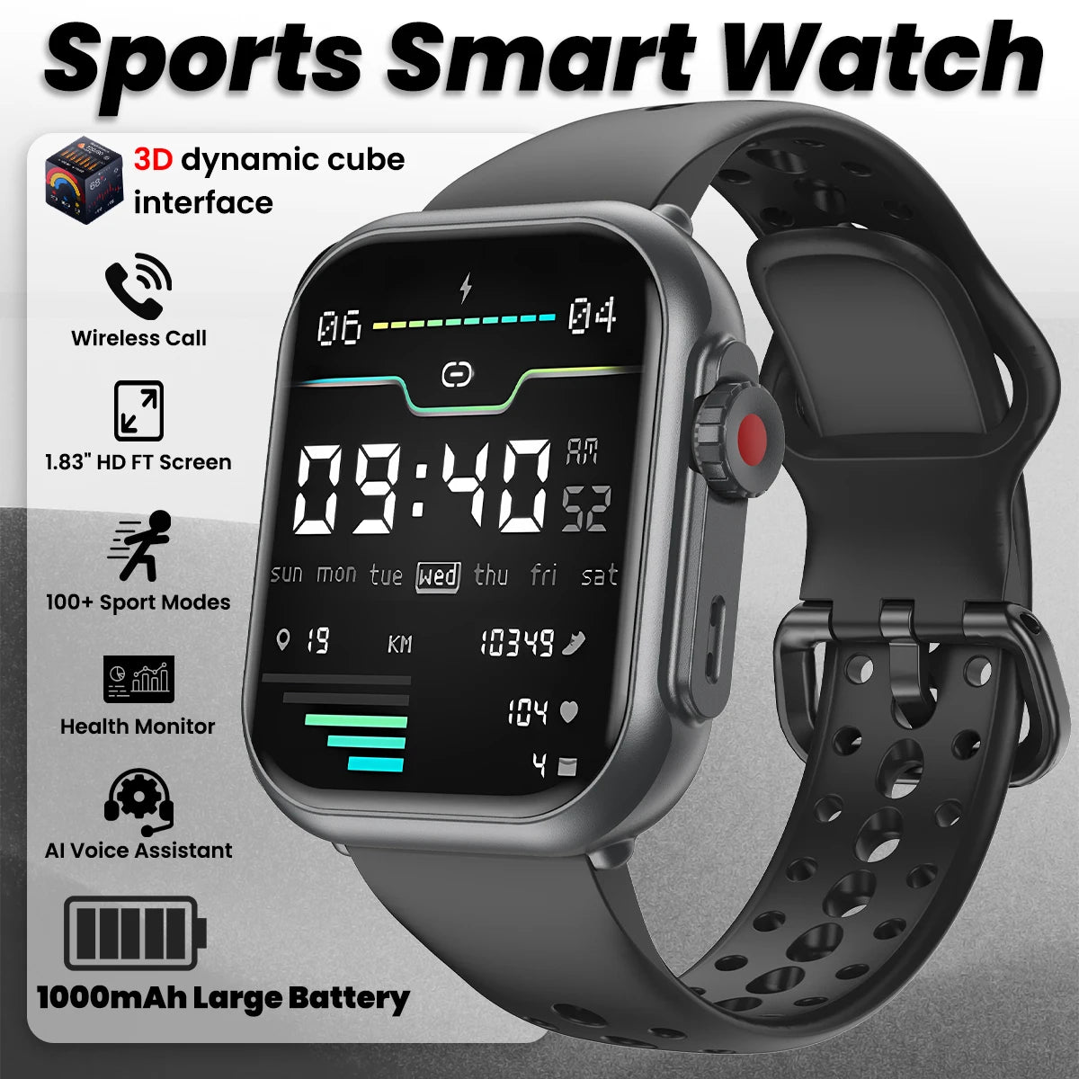Electronics Smartwatch Fitness Tracker Heart Rate Monitor Waterproof 1000mAh Sport Smart Watches for Man Woman Andoird IOS 2026