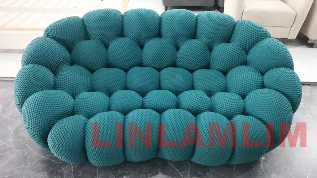 Linlamlim Modular Cloth Football Couch Contemporary Cloud-Shaped Sofa Fabric Curved Designer Sofa Set for Living Room or Office