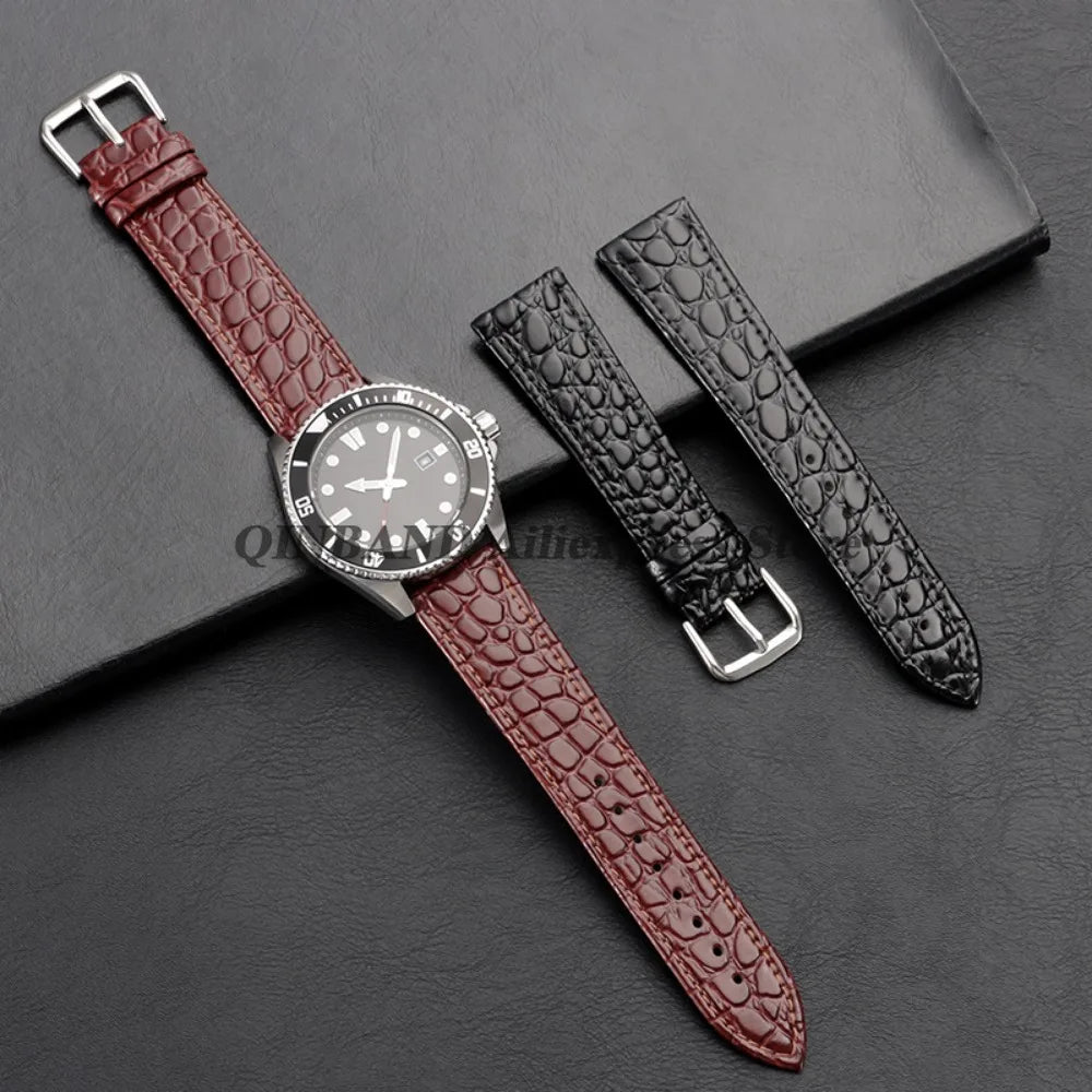 10/12/13/14/16/18/19/20/21/22mm Soft Cowhide Leather Watch Bands Crocodile Pattern Design Watch Straps Casual Business Bracelets