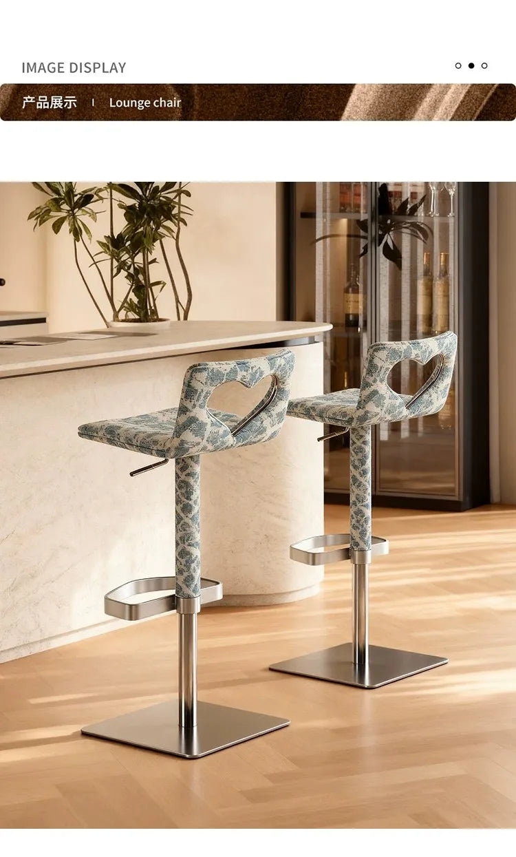 Minimalist Italian-Style Bar Stool by Xiaomujin, Suitable for Designer Villas, Living Rooms, and Dining Rooms, Dopamine Island Chair, Adjustable Height High Stool