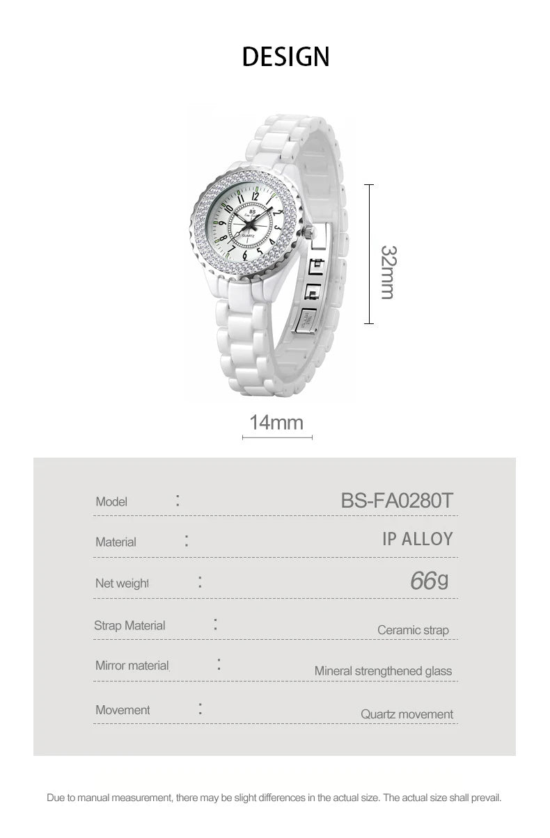 New Fashion Women Quartz Watch Ceramic Strap Clock Silver Diamond Wristwatch for Girl Student Relogio Feminino Dress Gifts