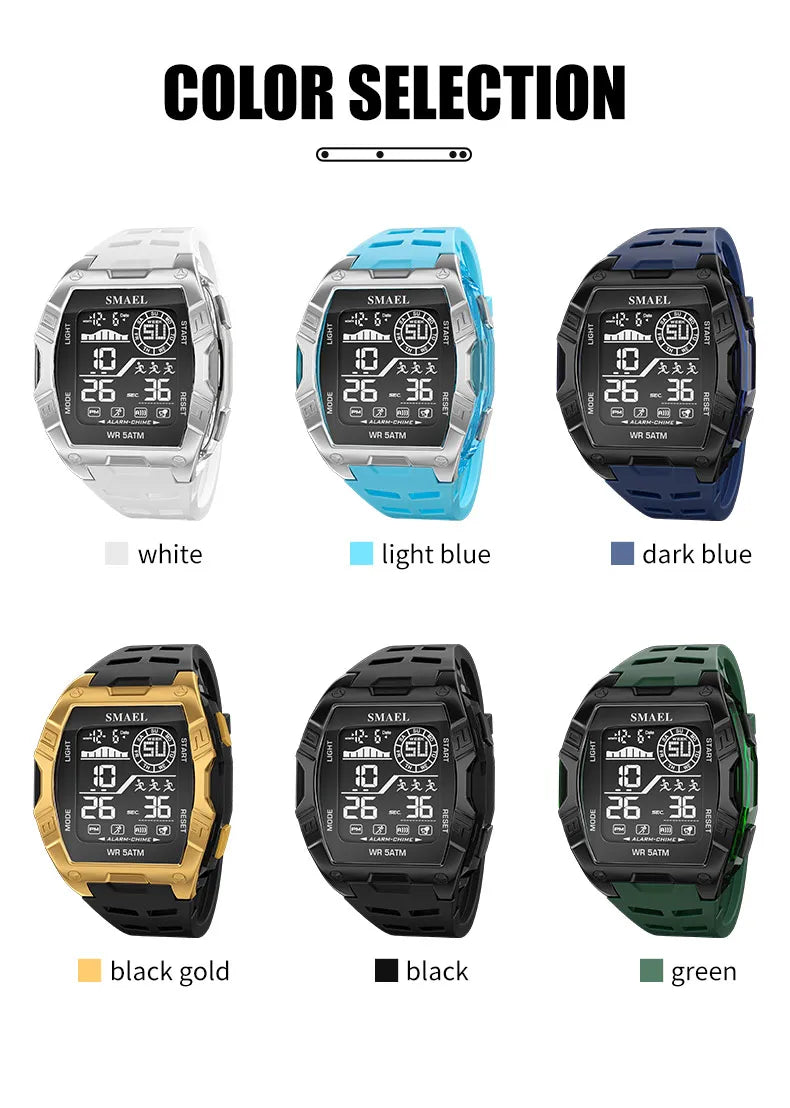 Military Watches Smael relojMen Watch 2025 New 50M Waterproof  Stopwatch Alarm LED Light Digital Watches 8130 Men's Sports Watch