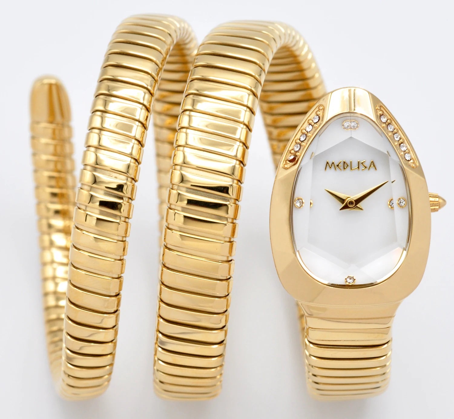 2026 High Quality Gold Diamond Set Snake Shaped Dress Watch Bangle Style Fashionable Unique Brand Same Style Women's Wristwatch