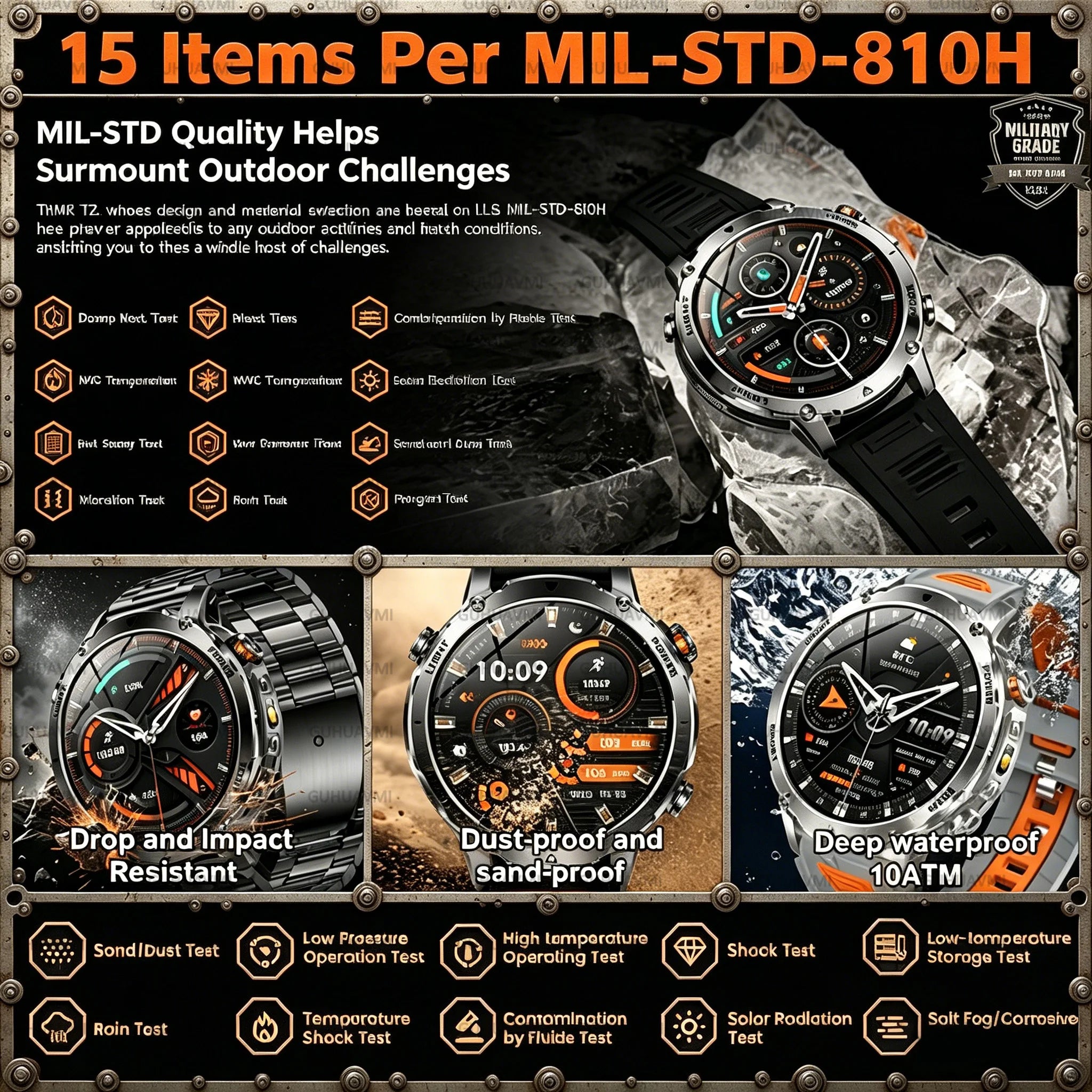 2026 New Smart Watch Bluetooth Call 1400mAh Large Battery Sport Heart Rate 1.7" Military Outdoor Men Smartwatch For Android IOS